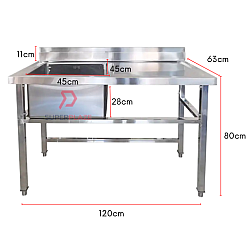 Left Sink Rhino Stainless Steel Single Bowl Sink With Drainboard Commercial Platform Sink