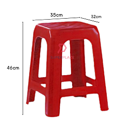 6 Units Red 3V Stackable Plastic Stool Plastic Chair Plastic Bench Guest Stool Kerusi Plastik Bangku Plastik Serbaguna