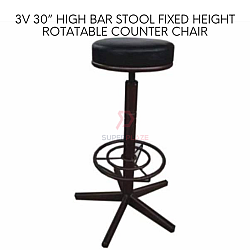 30inch 3V High Bar Stool Fixed Height Rotatable Counter Chair Powder Coating Steel Stool