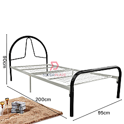 Black Mix Silver Berly BY9001F 2B Foldable Single Size Bed Frame Netting Base Divan Strong Bed