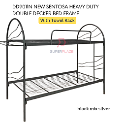 Black Mix Silver With Towel Rack DD9011N New Sentosa Heavy Duty Double Decker Bed Frame