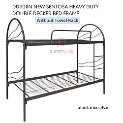Black Mix Silver Without Towel Rack DD9011N New Sentosa Heavy Duty Double Decker Bed Frame