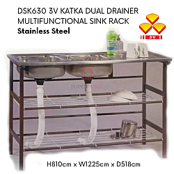 DSK630 3V Katka Dual Drainer Rack Multifunctional Stainless Steel Double Sink Rack