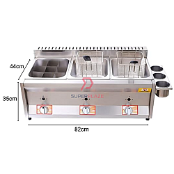 Oden Fryer 3 x 8L Triple Gas Commercial Multifunctional Ventilation Deep Oden Cooker Oden Fryer 3 x 8L Triple Gas Commercial Multifunctional Ventilation Deep Oden Cooker