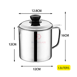 1.3 Liters SUS410 Stainless Steel Oil Filter Pot Separator Strainer Pot Oil Dripping Leakproof Storage Pot