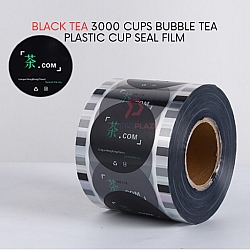 Black Tea Design 3000 Cups Bubble Tea Cup Seal Film Plastic Cup Sealing Roll Manual Semi Automatic