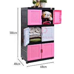 Pink Color 3 Tiers DIY Storage Cabinet Plastic Chest Drawer