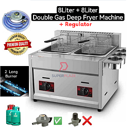 GF72 2 x 8 Liters Stove plus Regulator Dual Commercial Gas Deep Fryer Western Fast Food Cooking Stove GF72 2 x 8 Liters Stove plus Regulator Dual Commercial Gas Deep Fryer Western Fast Food Cooking Stove