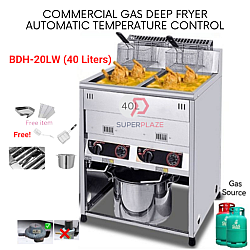 BDH-20LW 40 Liters XL Commercial Gas Deep Fryer Stand Landed Automatic Temperature Deep Fryer