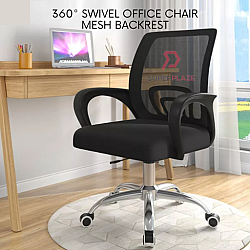 Black 360 Degree Swivel Office Chair Mesh Backrest Kerusi Pejabat Meeting Chair