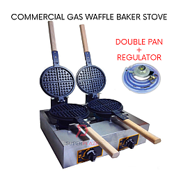 Double Pan With Regulator Commercial Gas Waffle Baker Stove Portable Waffle Maker Telfon Waffle Pan Double Pan With Regulator Commercial Gas Waffle Baker Stove Portable Waffle Maker Telfon Waffle Pan