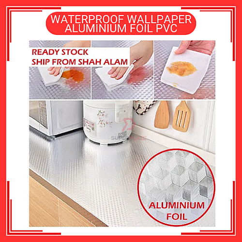 60cm x 5m Aluminium Foil PVC Waterproof  Wallpaper Wall Sticker Kertas Dinding
