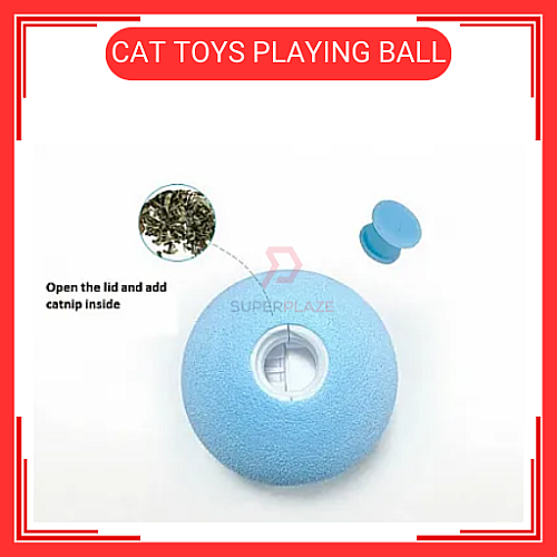 Blue Colour Catnip Cat Toys Playing Ball with Animal Sound Bola Mainan Kucing Warna Biru