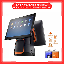 SUNMI T2S Android 9.0 3G Plus 32G Main Screen Plus Secondary Screen 15.6 inch LVDS Desktop POS Terminal