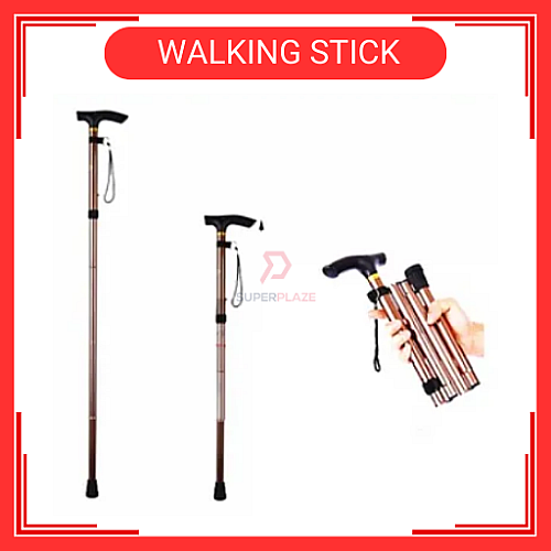 Adjustable Height Elderly Foldable Flexible Cane Crutch Walking Aid Mobility Walker Stick