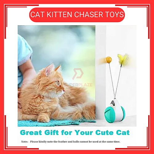 Cat Kitten Chaser Toys with Feather Catnip Ball Tumbler Balanced Exercise Wheel Chasing Hunting Playing