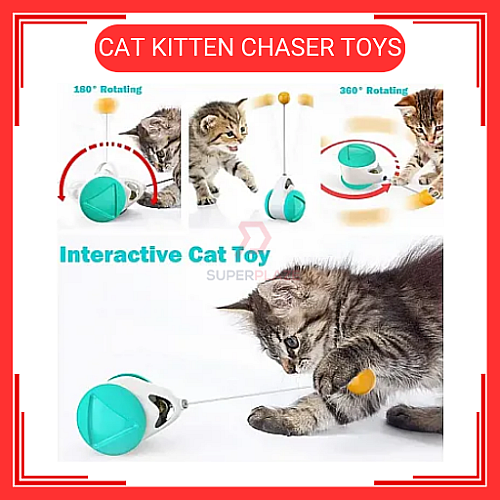 Cat Kitten Chaser Toys with Feather Catnip Ball Tumbler Balanced Exercise Wheel Chasing Hunting Playing