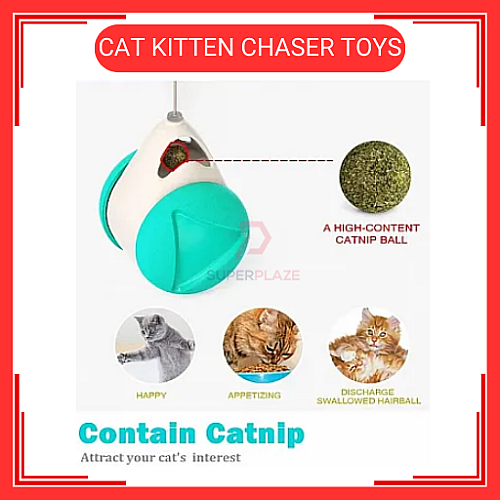 Cat Kitten Chaser Toys with Feather Catnip Ball Tumbler Balanced Exercise Wheel Chasing Hunting Playing