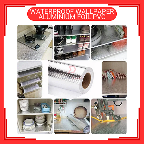 60cm x 5m Aluminium Foil PVC Waterproof  Wallpaper Wall Sticker Kertas Dinding