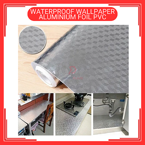 60cm x 5m Aluminium Foil PVC Waterproof  Wallpaper Wall Sticker Kertas Dinding