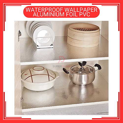 60cm x 5m Aluminium Foil PVC Waterproof  Wallpaper Wall Sticker Kertas Dinding