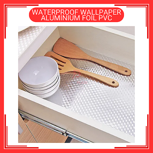 60cm x 5m Aluminium Foil PVC Waterproof  Wallpaper Wall Sticker Kertas Dinding