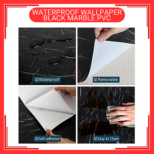 60cm x 50m Black Marble PVC Waterproof Wallpaper Wall Sticker Kertas Dinding 60cm x 50m Black Marble PVC Waterproof Wallpaper Wall Sticker Kertas Dinding