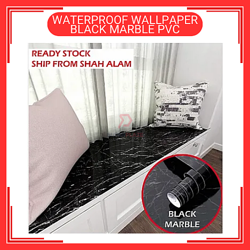 60cm x 50m Black Marble PVC Waterproof Wallpaper Wall Sticker Kertas Dinding 60cm x 50m Black Marble PVC Waterproof Wallpaper Wall Sticker Kertas Dinding
