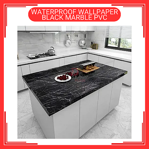 60cm x 50m Black Marble PVC Waterproof Wallpaper Wall Sticker Kertas Dinding 60cm x 50m Black Marble PVC Waterproof Wallpaper Wall Sticker Kertas Dinding