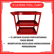 350kg Heavy Duty 3 Layers Service Cart Metal Steel Tool Cart Trolley Barang Garaj Bengkel Tools Shelf Storage Toolcart