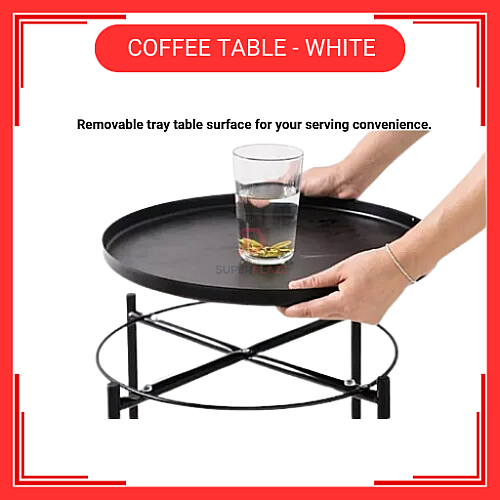 White Coffee Table Tray Table Removable Tray Top  Side Table  Coffee Table Meja Tepi Sofa Meja Kecil