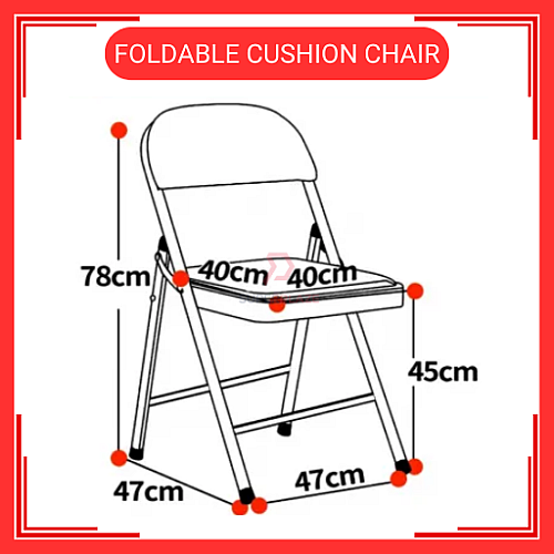 Foldable Cushion Chair Steel Cushion Chair Dining Chair Kerusi Kusyen Boleh Lipat
