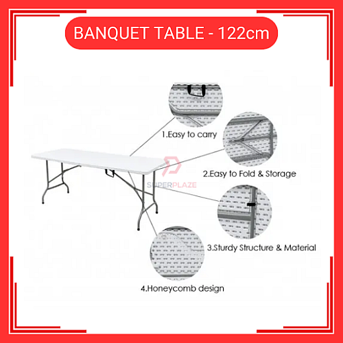 4 Kaki 4 Feet Foldable Banquet Table Event  Catering  Hall  Buffet Folding Table Pasar Malam Meja Lipat Niaga 