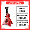 3Tan Jack Stand Dengan Pin Keselamatan Alat Pembaikan Boleh Laras Heavy Duty Metal Jacks Kereta