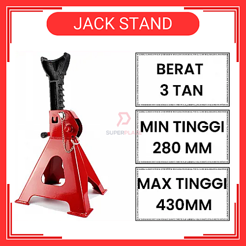 3Tan Jack Stand Dengan Pin Keselamatan Alat Pembaikan Boleh Laras Heavy Duty Metal Jacks Kereta