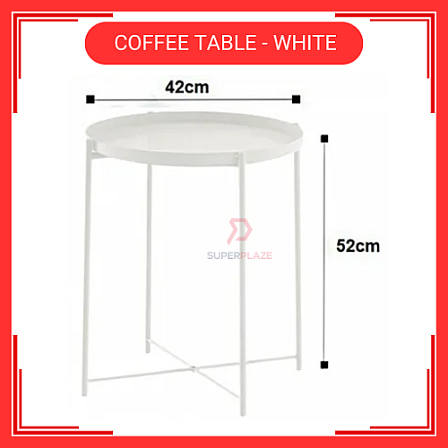 White Coffee Table Tray Table Removable Tray Top  Side Table  Coffee Table Meja Tepi Sofa Meja Kecil