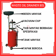 80Liter Waste Oil Extractor Drainer With Vacuum Cup Pengekstrak Minyak Sisa Waste Oil Drainer