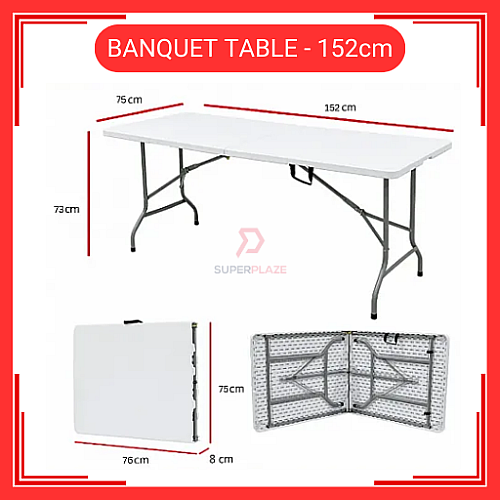 5 Kaki 5 Feet Foldable Banquet Table Event  Catering  Hall  Buffet Folding Table Pasar Malam Meja Lipat Niaga