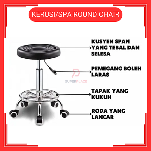 Kerusi Spa Kecantikan Hidraulik Kerusi Salon Boleh Laras Kerusi Beroda Round Chair Kerusi Spa Kecantikan Hidraulik Kerusi Salon Boleh Laras Kerusi Beroda Round Chair