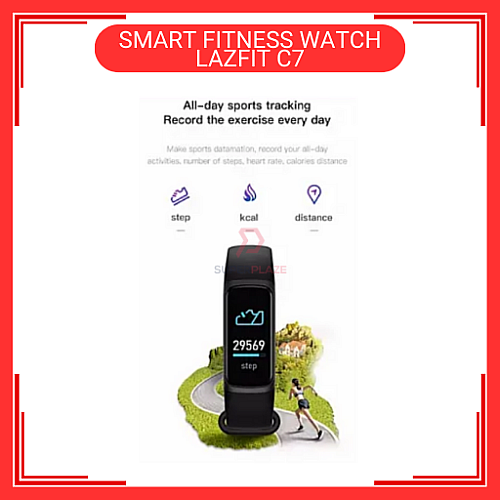 LAZFIT C7 Black Colour Smart Band Fitness Tracker BraceletSports Smart Watch 