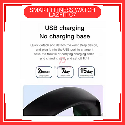 LAZFIT C7 Pink Colour Smart Band Fitness Tracker BraceletSports Smart Watch	