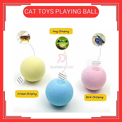 Yellow Colour Catnip Cat Toys Playing Ball with Animal Sound Bola Mainan Kucing Warna Kuning