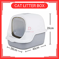 Grey Color European Style Full Cover Cat Toilet Cat Litter Box Bekas Pasir Kucing Cat Litter Boxes Warna Kelabu