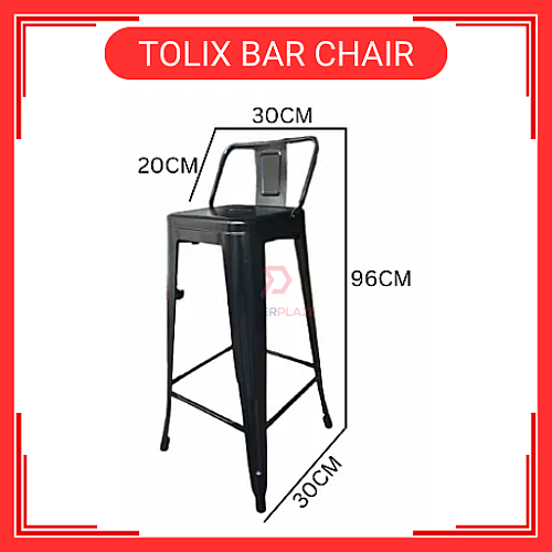 Kerusi tinggi Kerusi Besi Tolix Metal High Barstool With Backrest Kerusi Bar Tinggi Cafe Restaurant Metal Bar  Chair