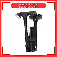 Adjustable Foldable Tongkat Cane Crutch Walking Aid Mobility Walker Stick LED Torch Light