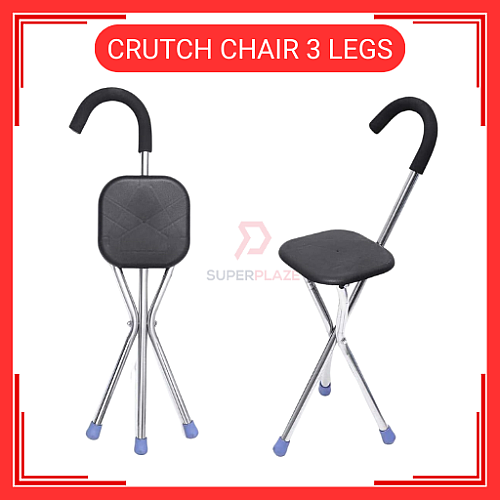 Portable Light Weight Tripod Stainless Folding Crutch Chair 3 Legs