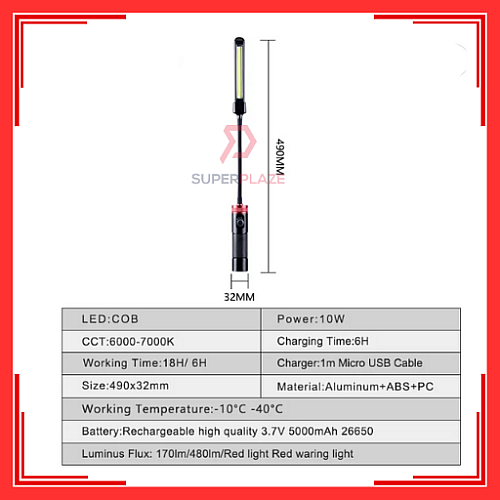 5339 Portable USB Rechargeable Working Light