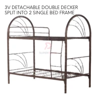 3V VE901A Heavy Duty Detachable Double Decker Bunk Bed Bedroom Hostel Hotel Strong Bed Frame