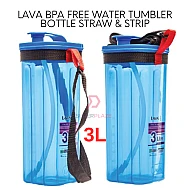 3 Liters Lava BPA Free Water Tumbler Bottle Straw And Strip Bag Mineral Carrier Tupperware