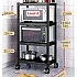 4 Layers Carbon Stainless Steel Multifunctional Storage Kitchen Rack Shelves Castors Adjustable Oven Rack